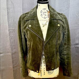 BCBGeneration Dark Green Suede Leather Jacket